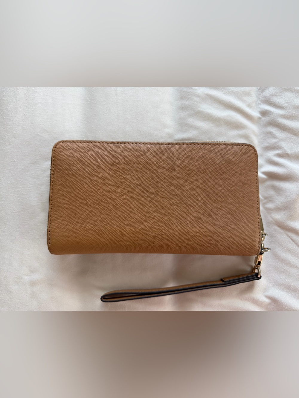 Tory Burch Camel Tan Saffiano Leather Zip Wristlet - Picture 4 of 4
